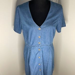 ASOS Denim Cornflower Blue Button Down Shirt Dress US 8